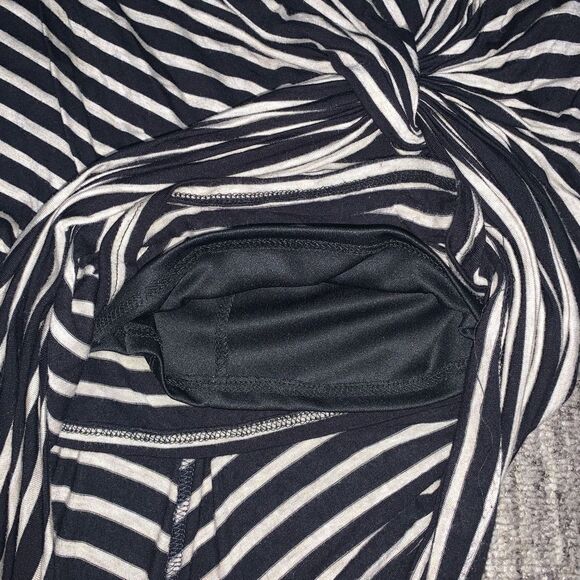 Entro Women's Medium Black Tan Stripe Jersey Knit Knotted Layered‎ Midi Skirt - Picture 2 of 9